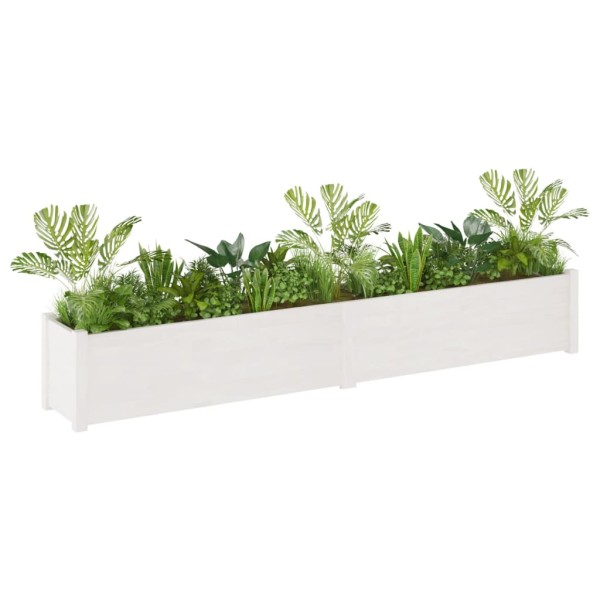 Jardineras de madera maciza de pino blanca 2 uds 200x31x31 cm