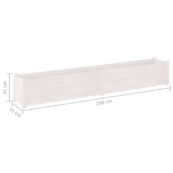 Jardineras de madera maciza de pino blanca 2 uds 200x31x31 cm