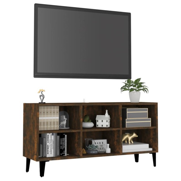 Mueble de TV con patas de metal roble ahumado 103,5x30x50 cm