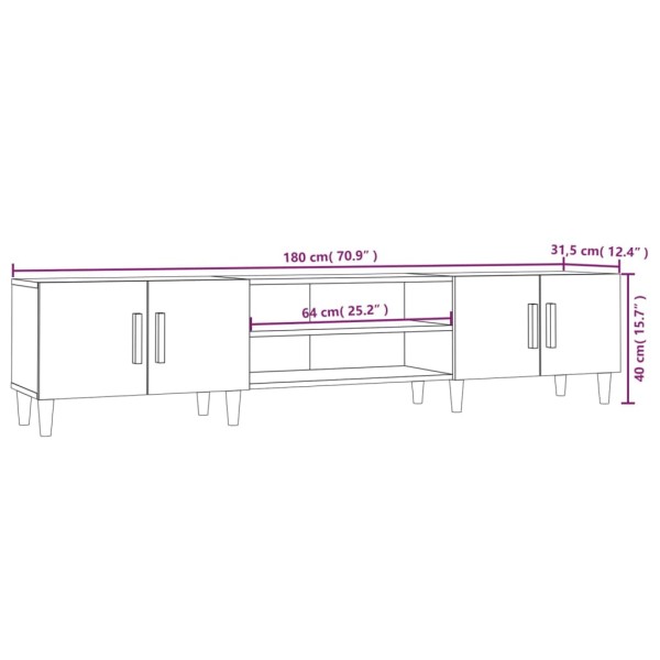 Mueble para TV madera contrachapada roble Sonoma 180x31,5x40 cm