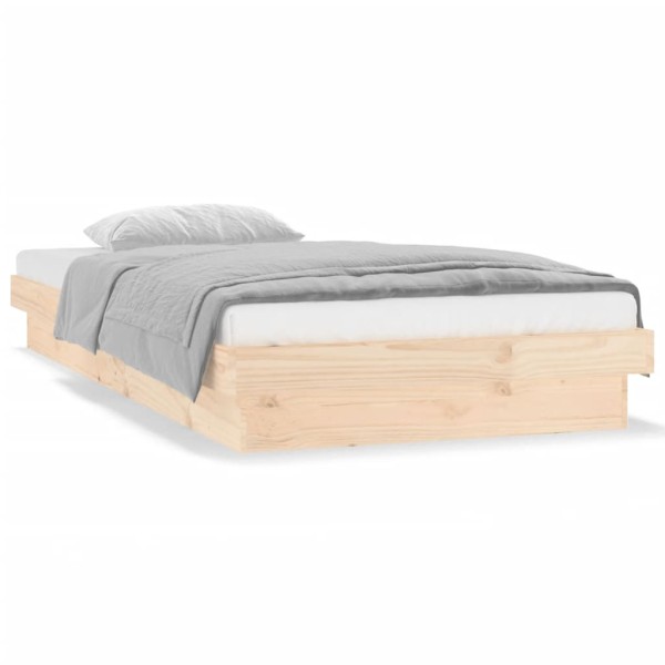 Estructura de cama con LED madera maciza 90x200 cm