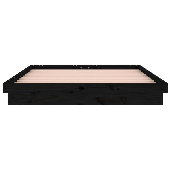 Estructura de cama con LED madera maciza negra 150x200 cm