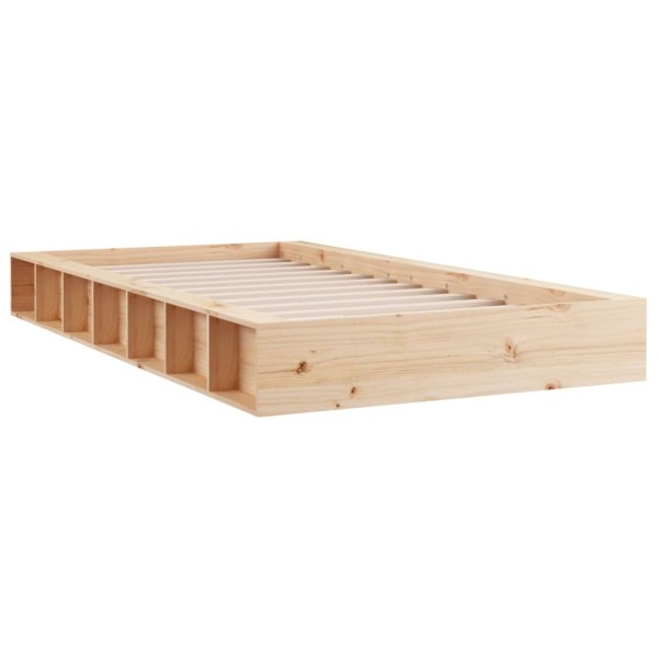 Estructura de cama individual de madera maciza 90x190 cm