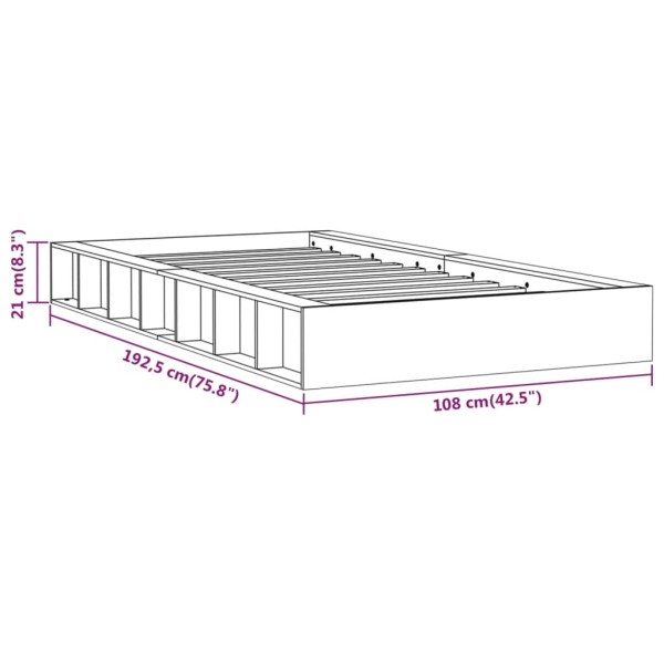 Estructura de cama individual de madera maciza 90x190 cm