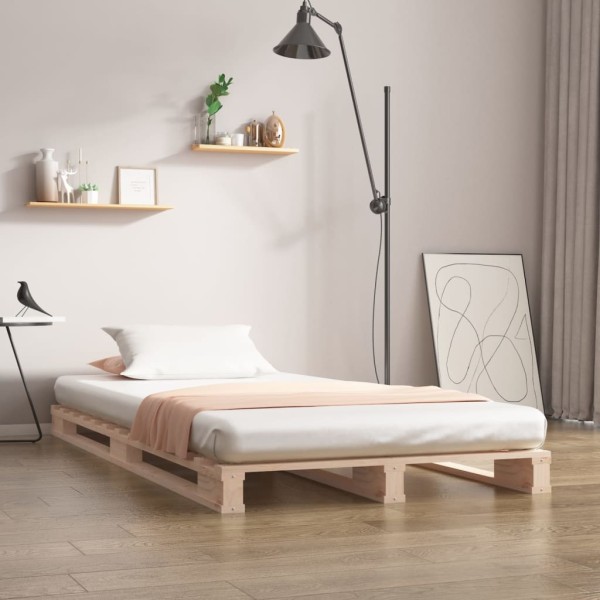 Cama de palets de madera maciza de pino 75x190 cm