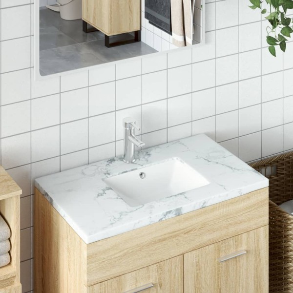 Lavabo de baño rectangular cerámica blanco 30,5x27x14 cm