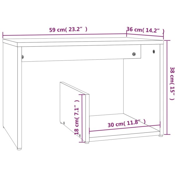 Mesa auxiliar madera contrachapada gris Sonoma 59x36x38 cm