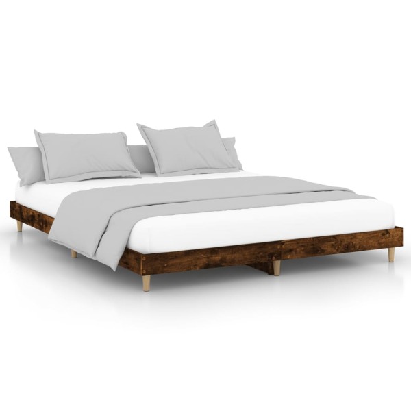 Estructura de cama madera contrachapada roble ahumado 140x200cm