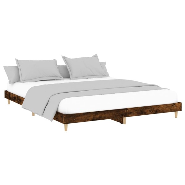 Estructura de cama madera contrachapada roble ahumado 140x200cm