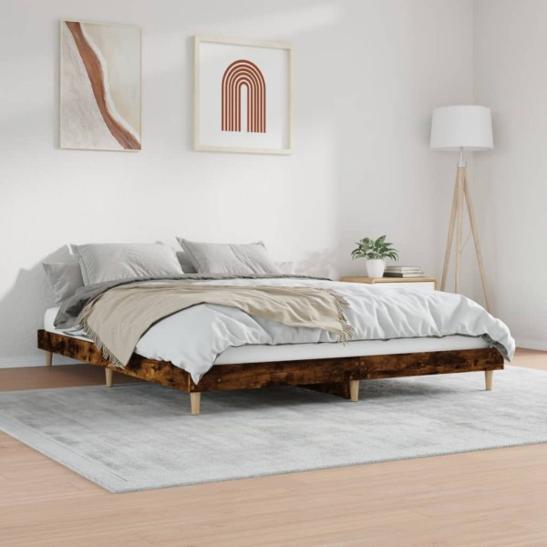 Estructura de cama madera contrachapada roble ahumado 140x200cm