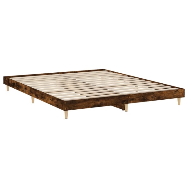 Estructura de cama madera contrachapada roble ahumado 140x200cm