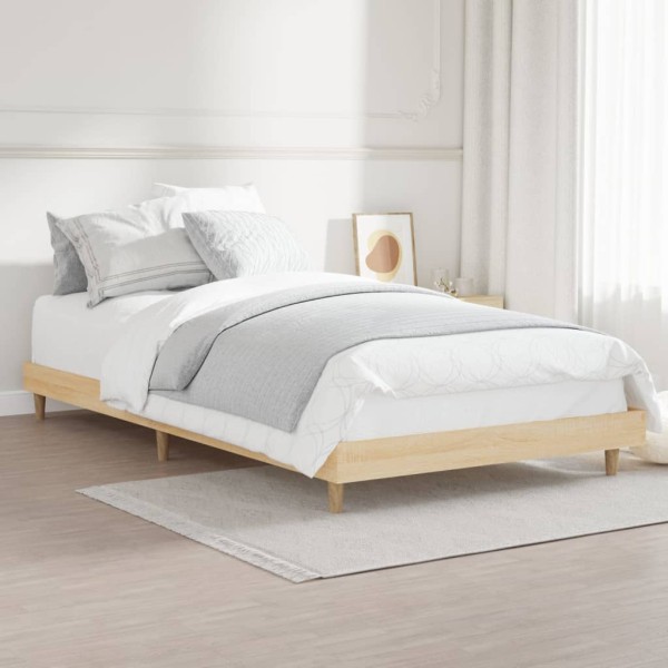 Estructura de cama madera contrachapada roble Sonoma 100x200 cm