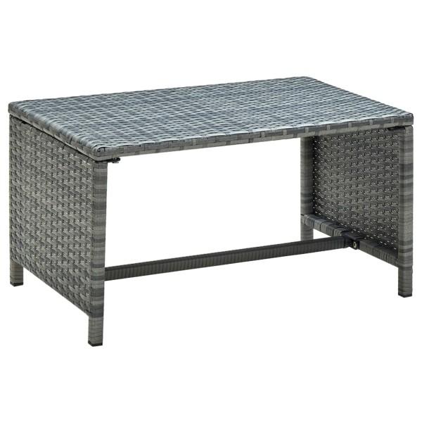 Mesa de centro de ratán sintético gris 70x40x38 cm