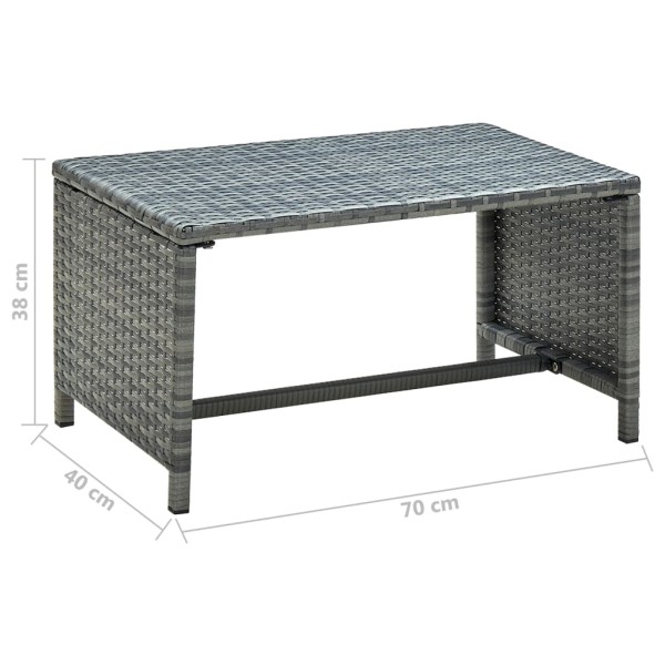 Mesa de centro de ratán sintético gris 70x40x38 cm