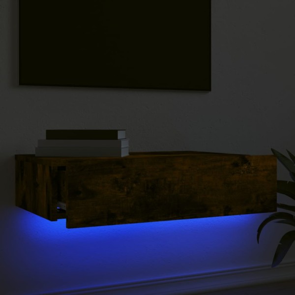 Mueble de TV con luces LED roble ahumado 60x35x15,5 cm