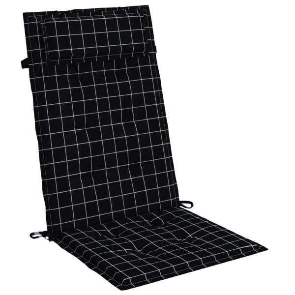 Cojines silla respaldo alto 4 uds tela Oxford a cuadros negro