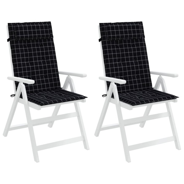 Cojines silla respaldo alto 4 uds tela Oxford a cuadros negro