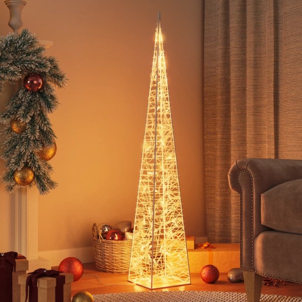 Cono de luz navideño 60 LED blanco cálido 120 cm acrílico