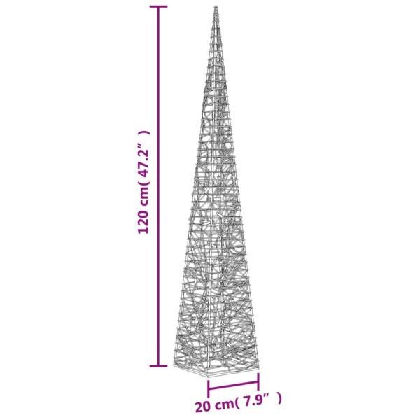 Cono de luz navideño 60 LED blanco cálido 120 cm acrílico