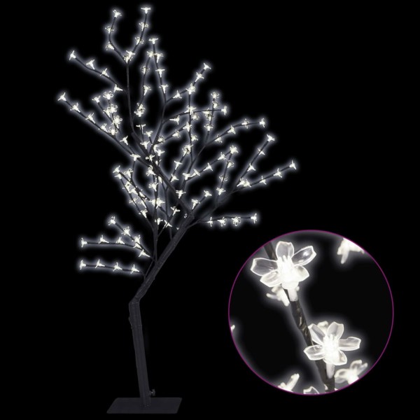 Árbol de Navidad 128 LEDs blanco frío flores de cerezo 120 cm