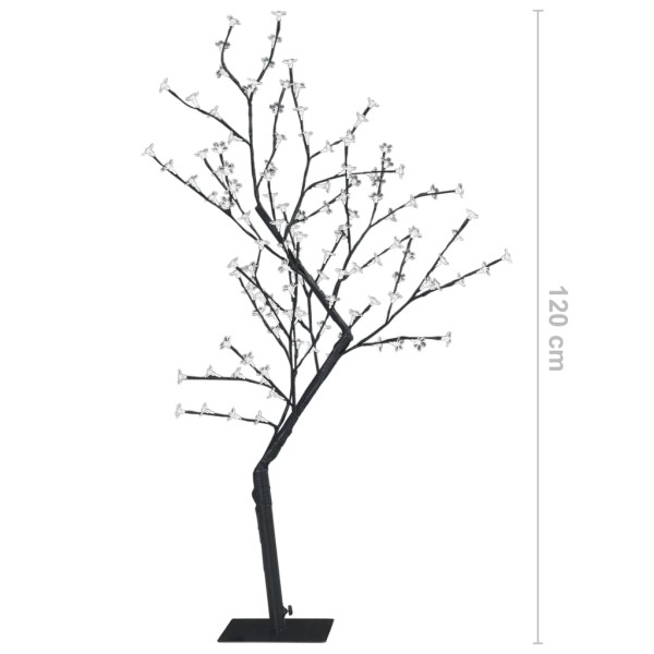 Árbol de Navidad 128 LEDs blanco frío flores de cerezo 120 cm