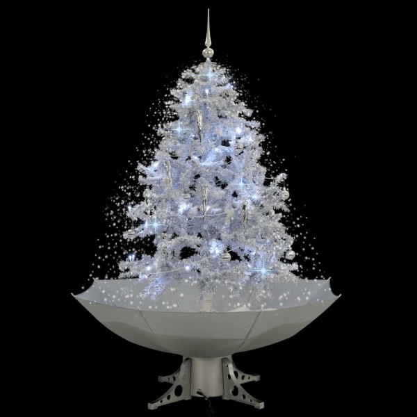 Árbol de Navidad con nieve con base en paraguas blanco 140 cm