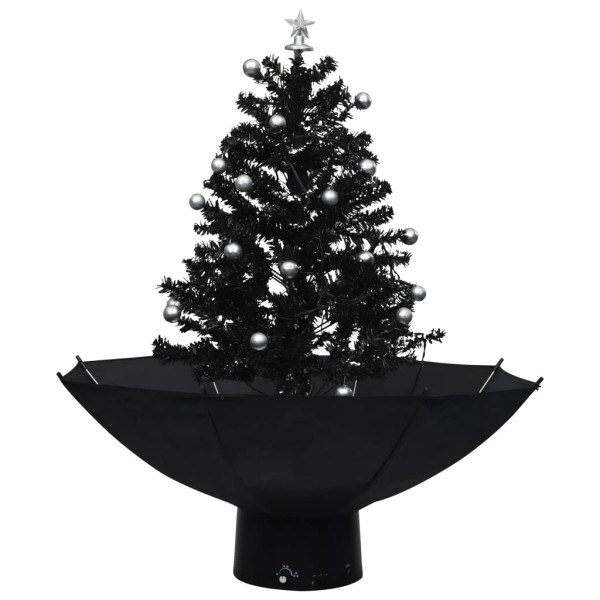 Árbol de Navidad con nieve con base de paraguas PVC negro 75 cm