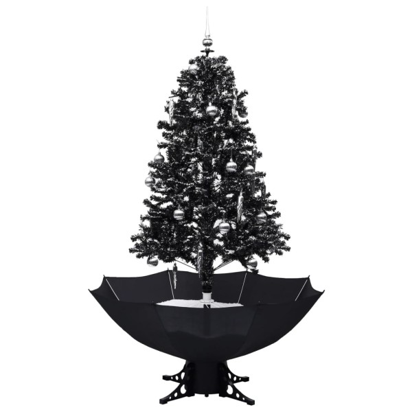 Árbol de Navidad con nieve y base de paraguas PVC negro 170 cm