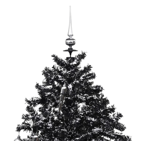 Árbol de Navidad con nieve y base de paraguas PVC negro 170 cm