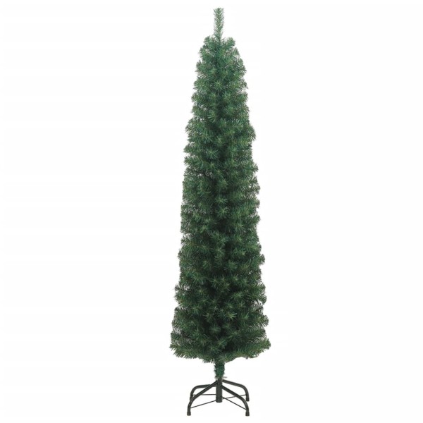 Árbol de Navidad artificial delgado y soporte PVC verde 210 cm