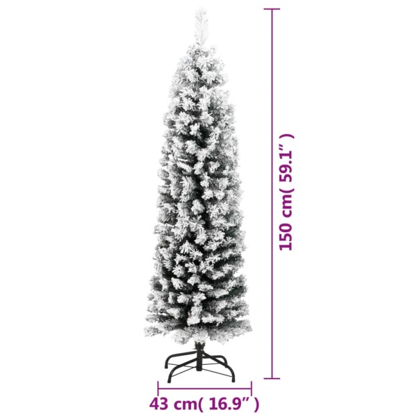 Árbol de Navidad artificial verde con nieve PVC 150 cm