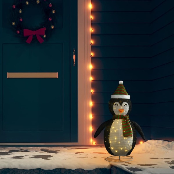 Pingüino de Navidad decorativo con LED tela lujosa 60 cm