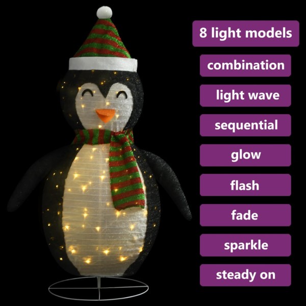 Pingüino de Navidad decorativo con LED tela lujosa 60 cm