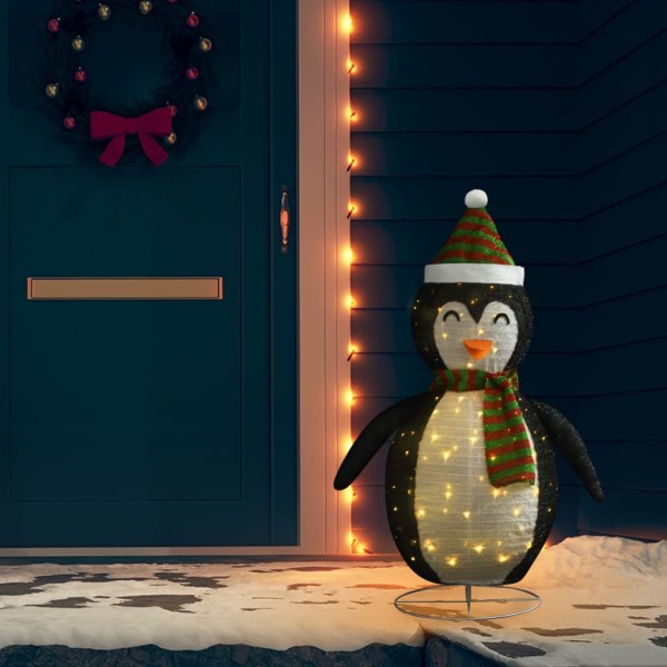 Pingüino de Navidad decorativo con LED tela lujosa 120 cm