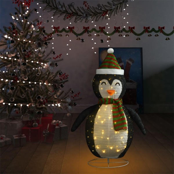 Pingüino de Navidad decorativo con LED tela lujosa 120 cm