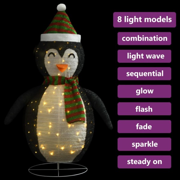 Pingüino de Navidad decorativo con LED tela lujosa 120 cm