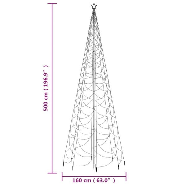 Árbol de Navidad con poste de metal 1400 LEDs de colores 5 m