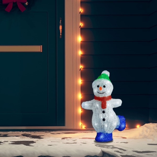 Figura de muñeco de nieve de acrílico navideño LED 30 cm