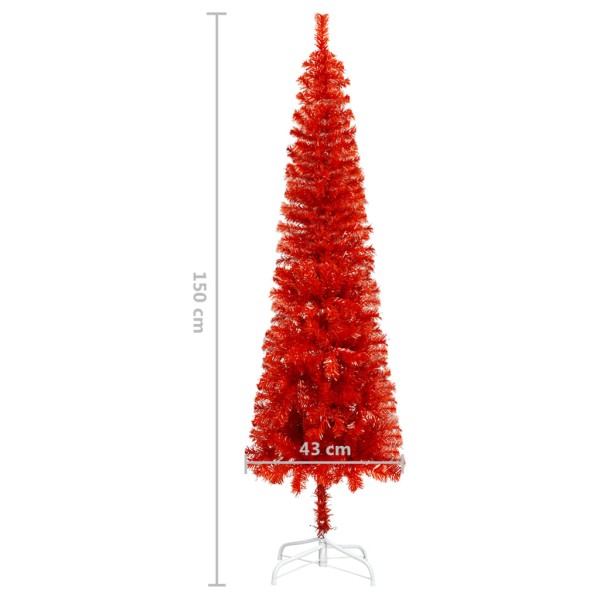 Árbol de Navidad delgado rojo 150 cm