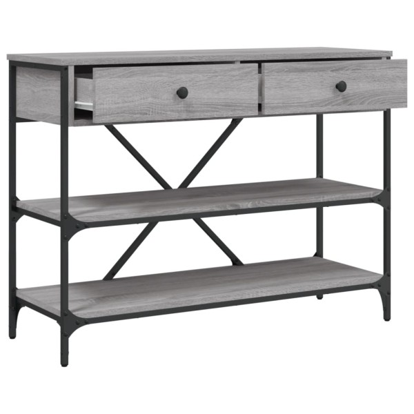 Mesa consola con cajones estantes madera ingeniería Sonoma gris