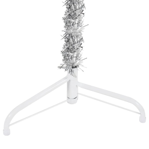 Medio árbol de Navidad artificial con soporte plateado 120 cm