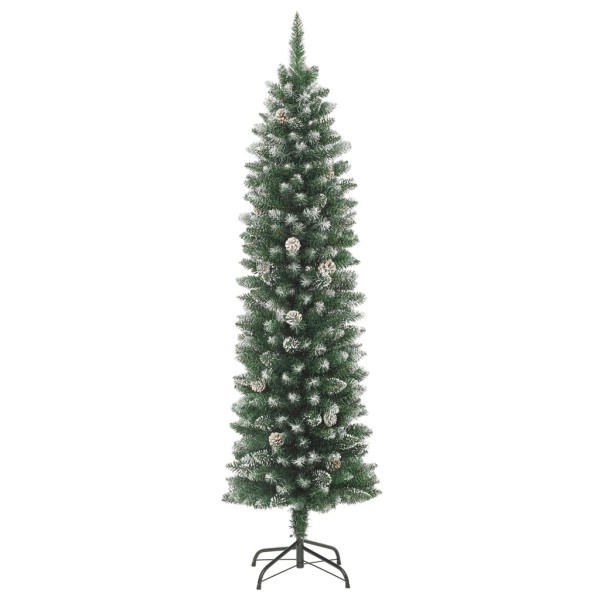 Árbol de Navidad artificial estrecho con soporte PVC 150 cm