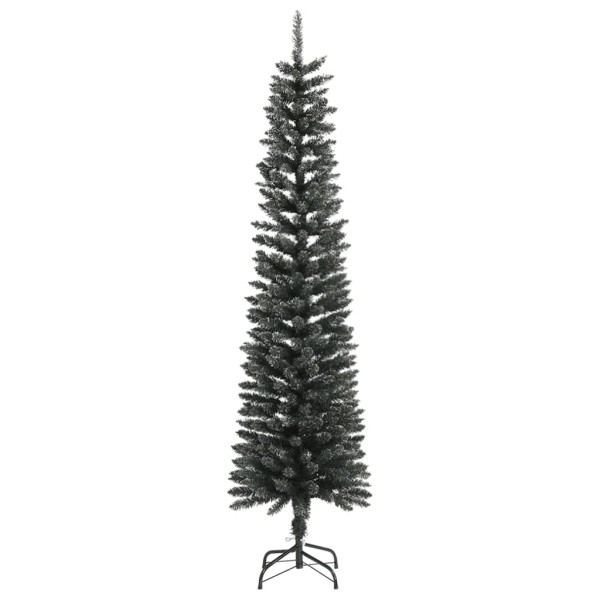 Árbol Navidad artificial estrecho con soporte PVC verde 210 cm