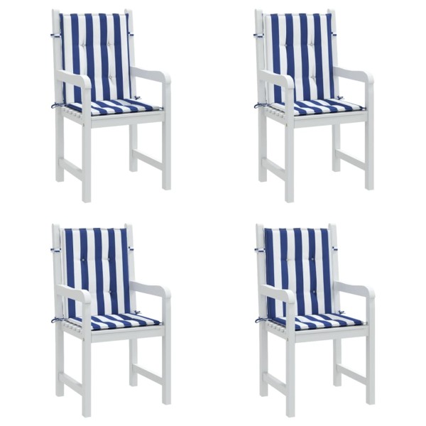 Cojines silla de respaldo bajo 4 uds tela a rayas azul y blanco