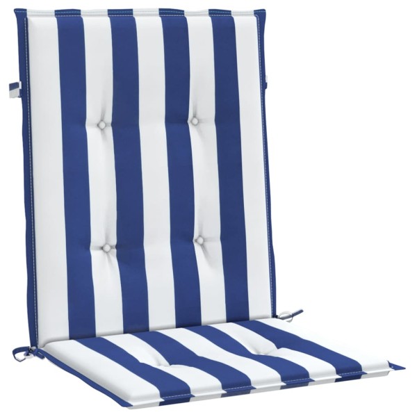 Cojines silla de respaldo bajo 4 uds tela a rayas azul y blanco