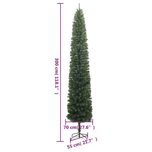 Árbol de Navidad estrecho con soporte PVC 300 cm