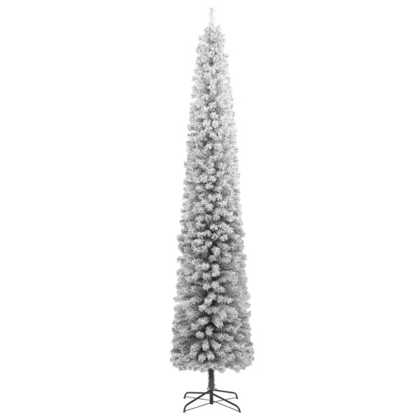 Árbol Navidad estrecho con soporte y nieve artificial PVC 300cm