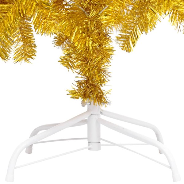 Árbol de Navidad preiluminado con luces y bolas dorado 120 cm