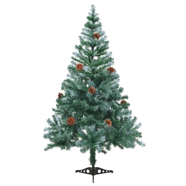 Árbol de navidad glaseado con LEDs, bolas y piñas 150 cm