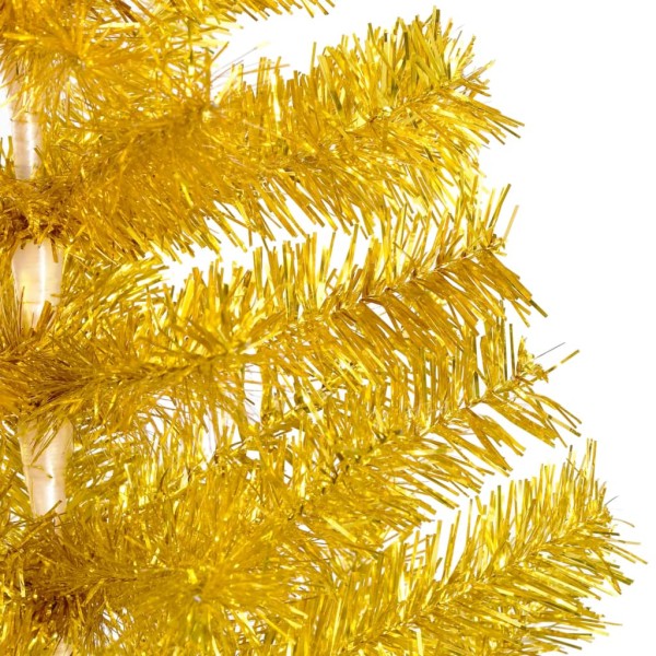 Árbol de Navidad preiluminado con luces y bolas dorado 240 cm